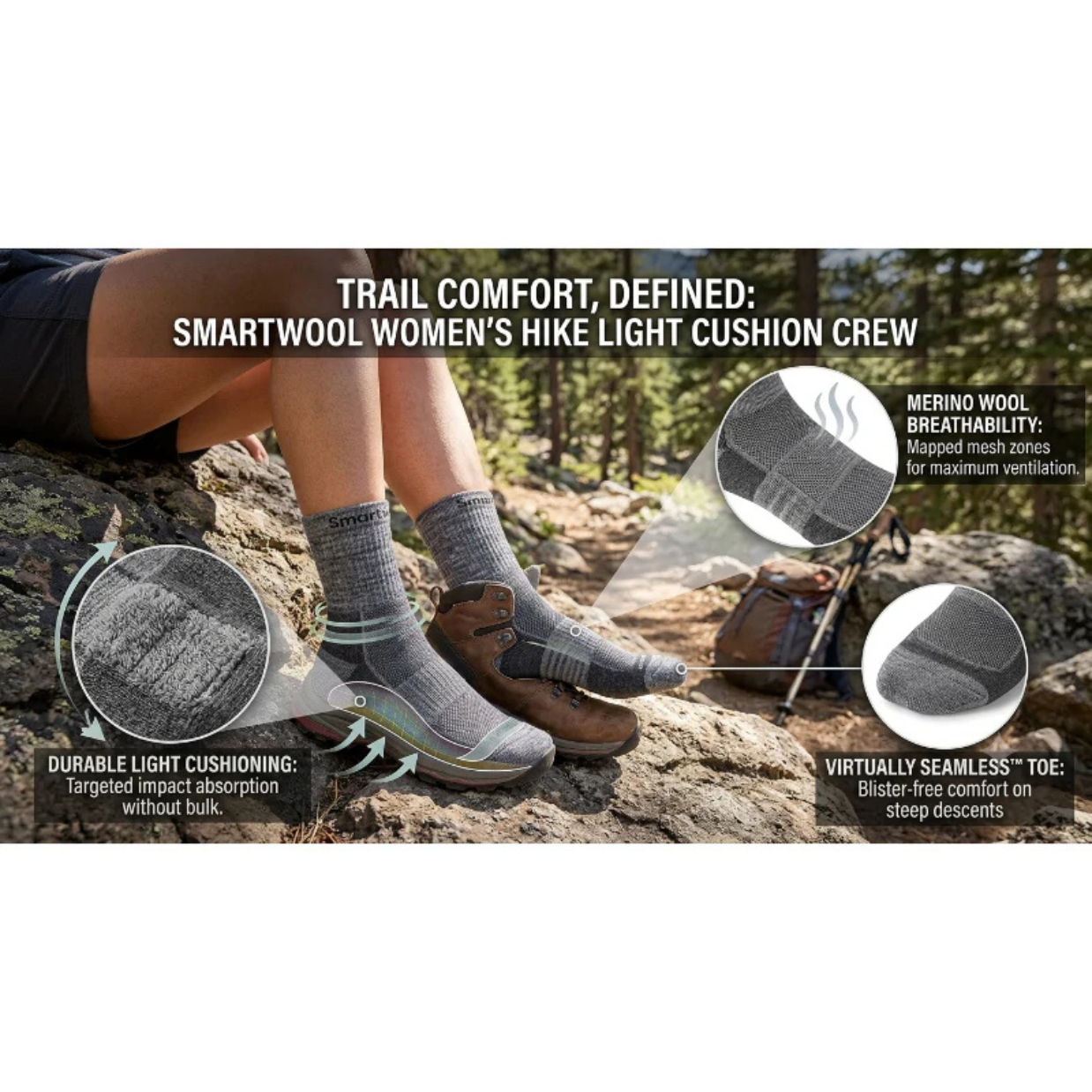 Smartwool Hike Light Crew Fossil Socks Womens