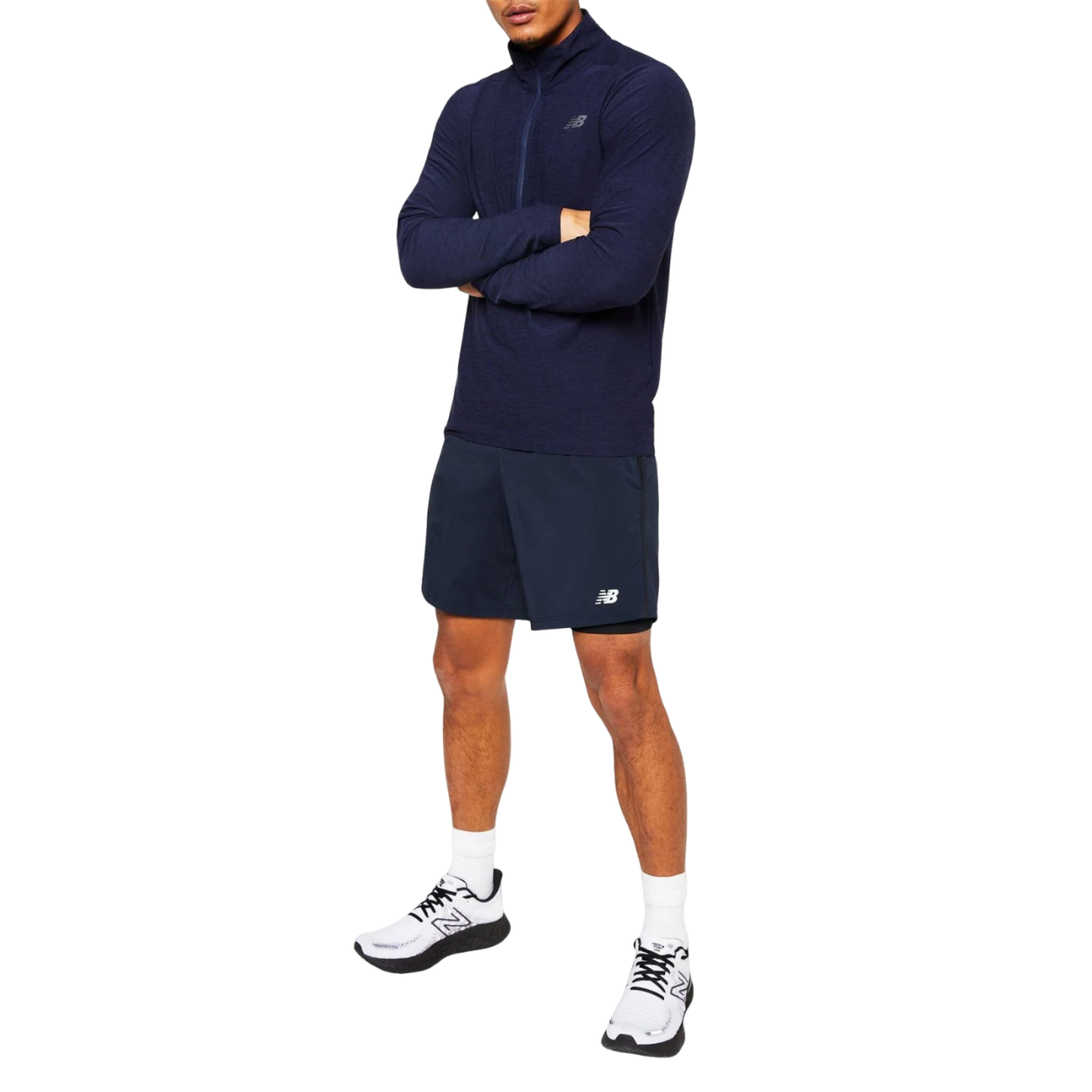 New Balance Core Run 2in1 7" Navy Shorts Mens