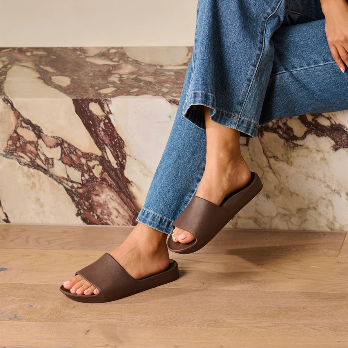 Archies Arch Support Slides Brown Unisex