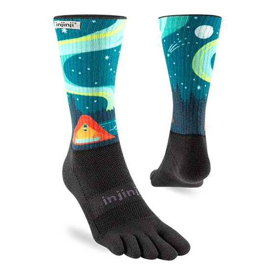 Injinji Trail Midweight Crew Sock Camping Graphic