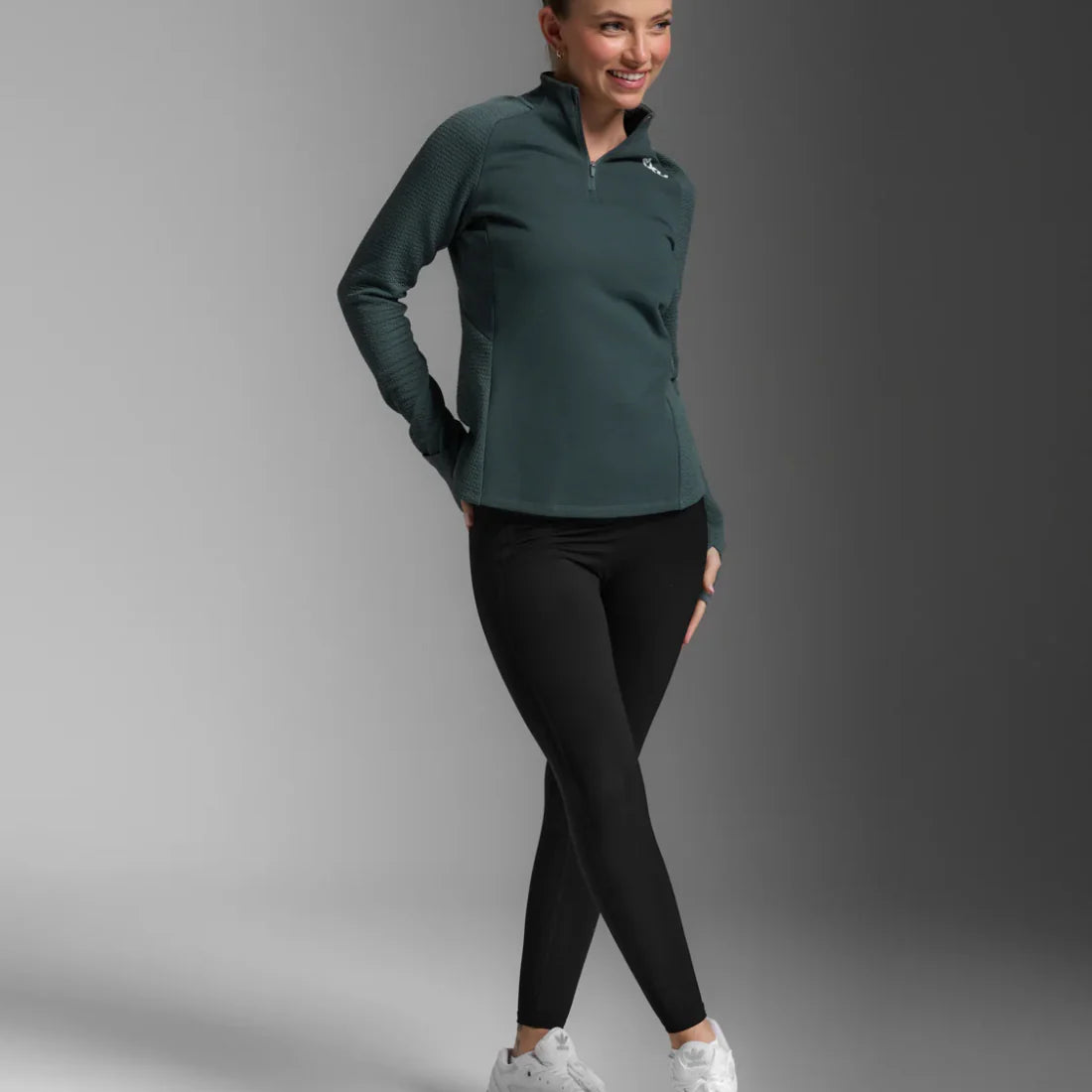 2XU Ignition Hyper-Haptic 1/4 Zip Dark Sage Womens