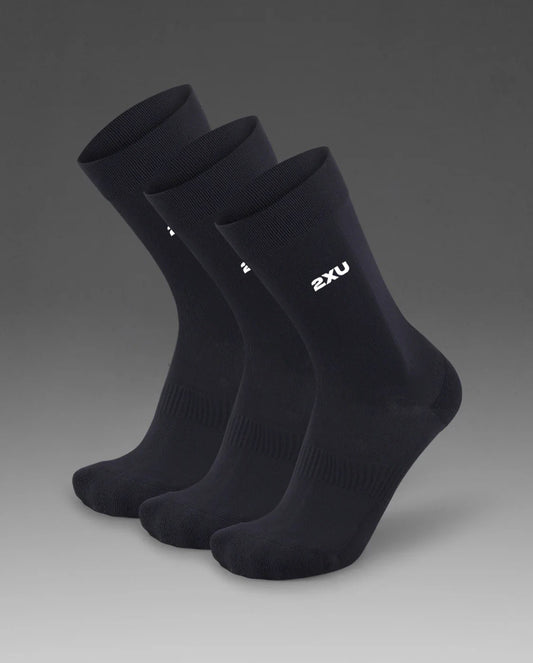 2XU Cotton Crew Socks Black - 3 Pack
