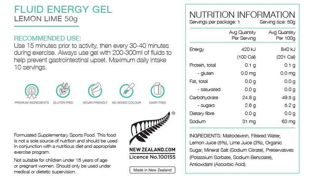 Pure Fluid Energy Gel - Lemon and Lime 50g