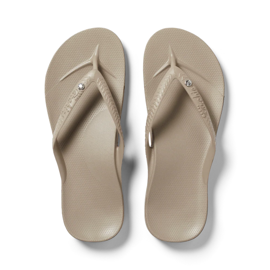 Archies Arch Support Jandals Taupe Crystal Womens