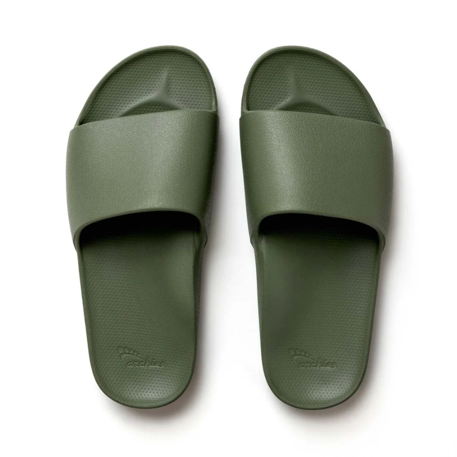 Archies Arch Support Slides Olive Unisex
