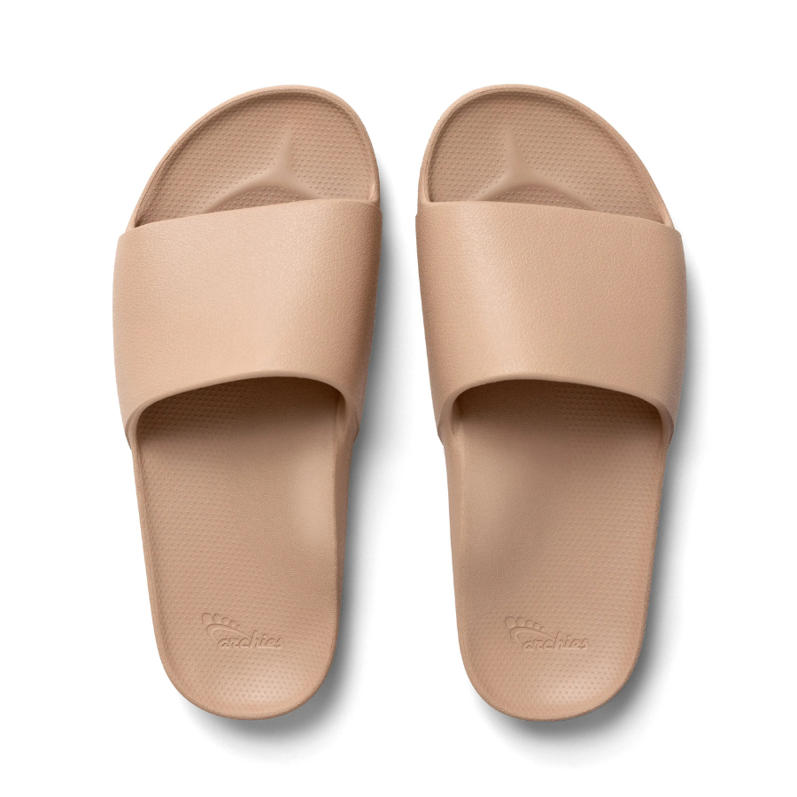 Archies Arch Support Slides Tan Womens