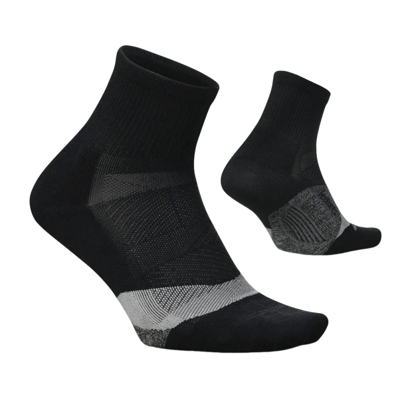 Feetures Elite Light Cushion Quarter Black Sock