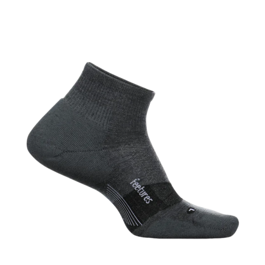 Feetures Merino 10 Max Cushion Quarter Socks - Gray