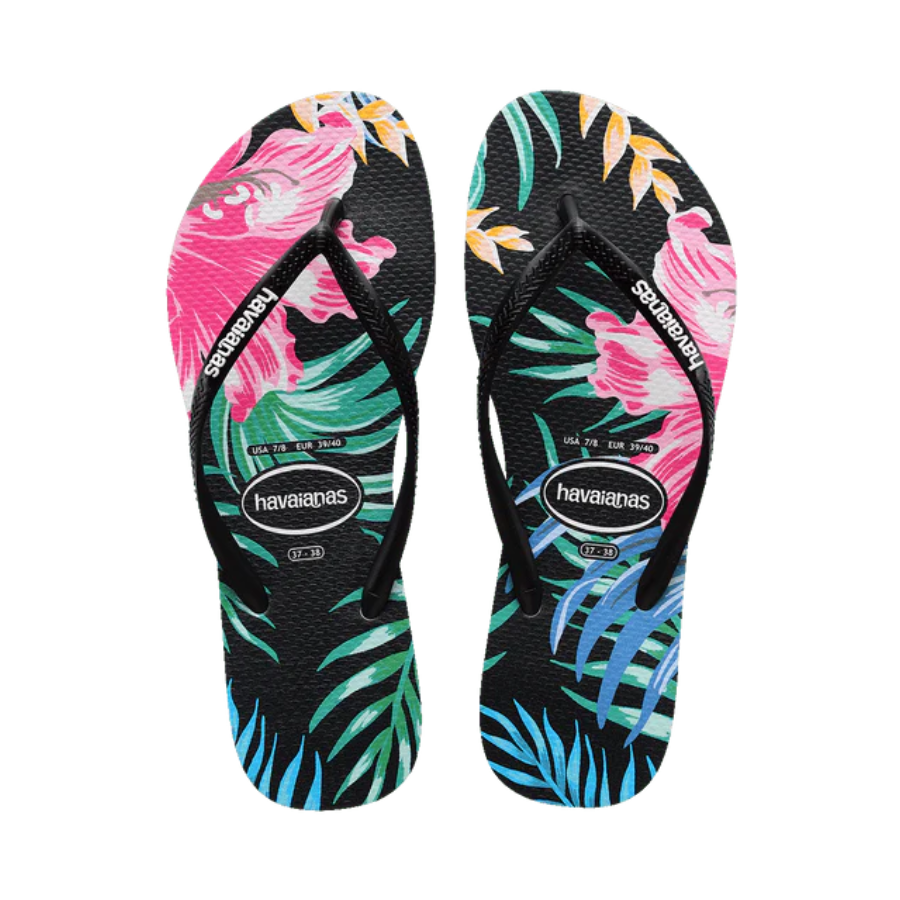 Havaianas Slim Floral Palm Black