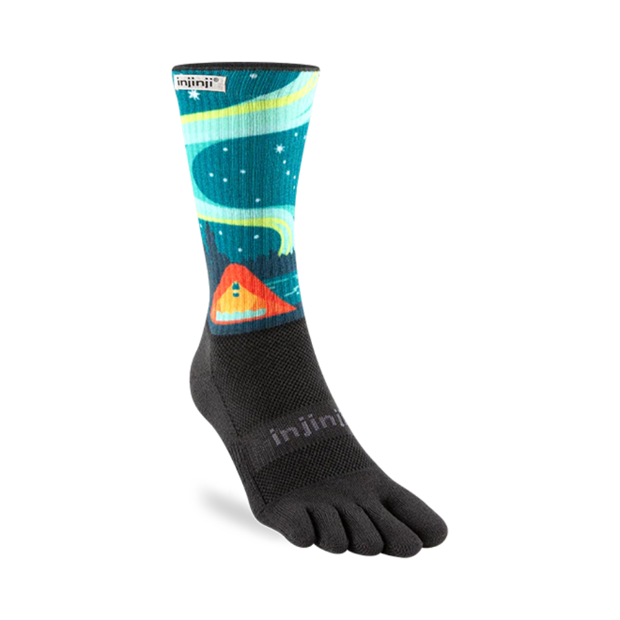 Injinji Trail Midweight Crew Sock Camping Graphic