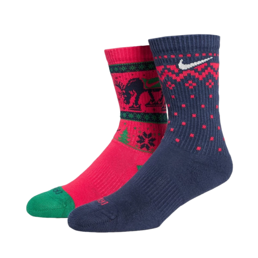 Nike Everyday Cush Crew Winter Wonderland Sock 2 Pack Red/Navy
