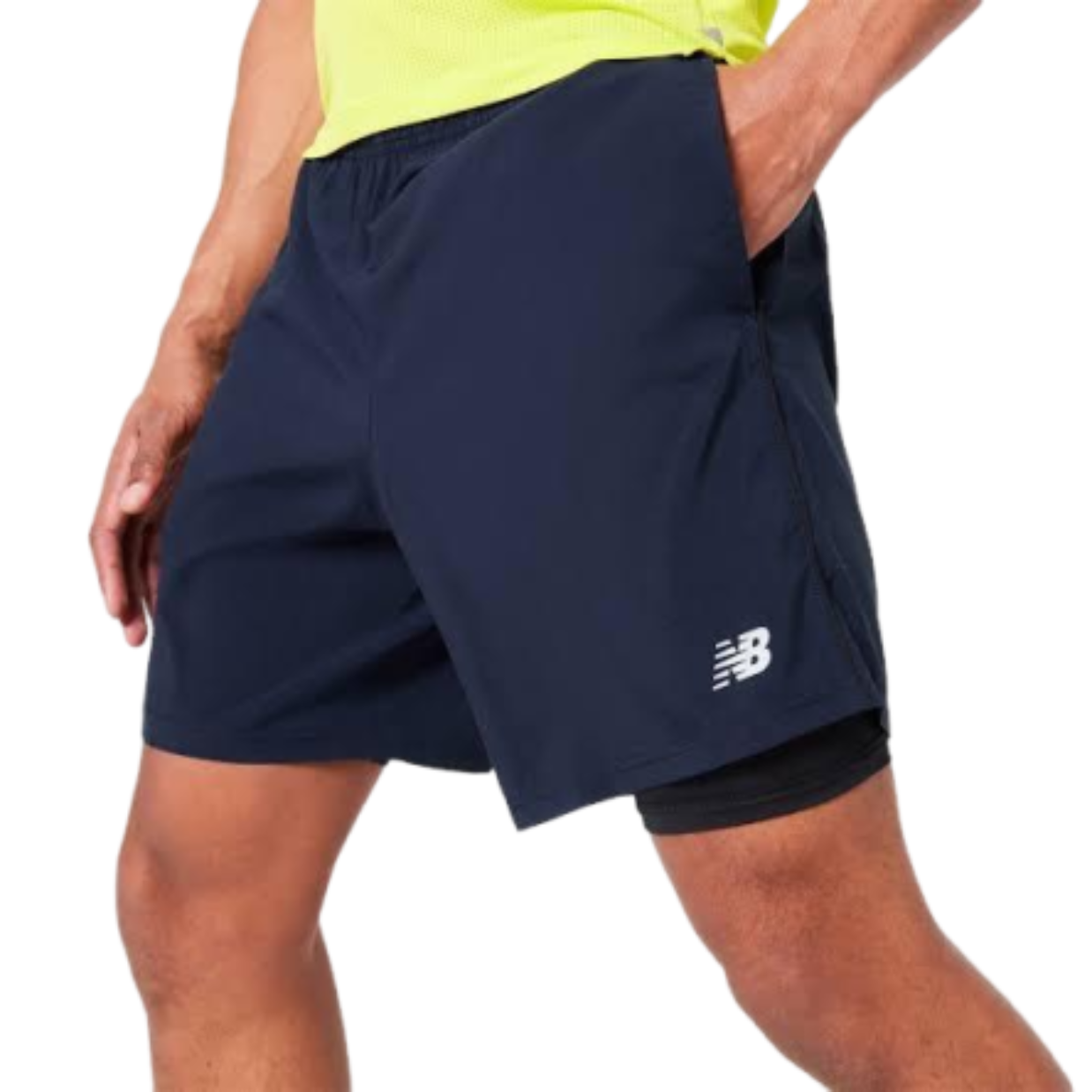New Balance Core Run 2in1 7" Navy Shorts Mens