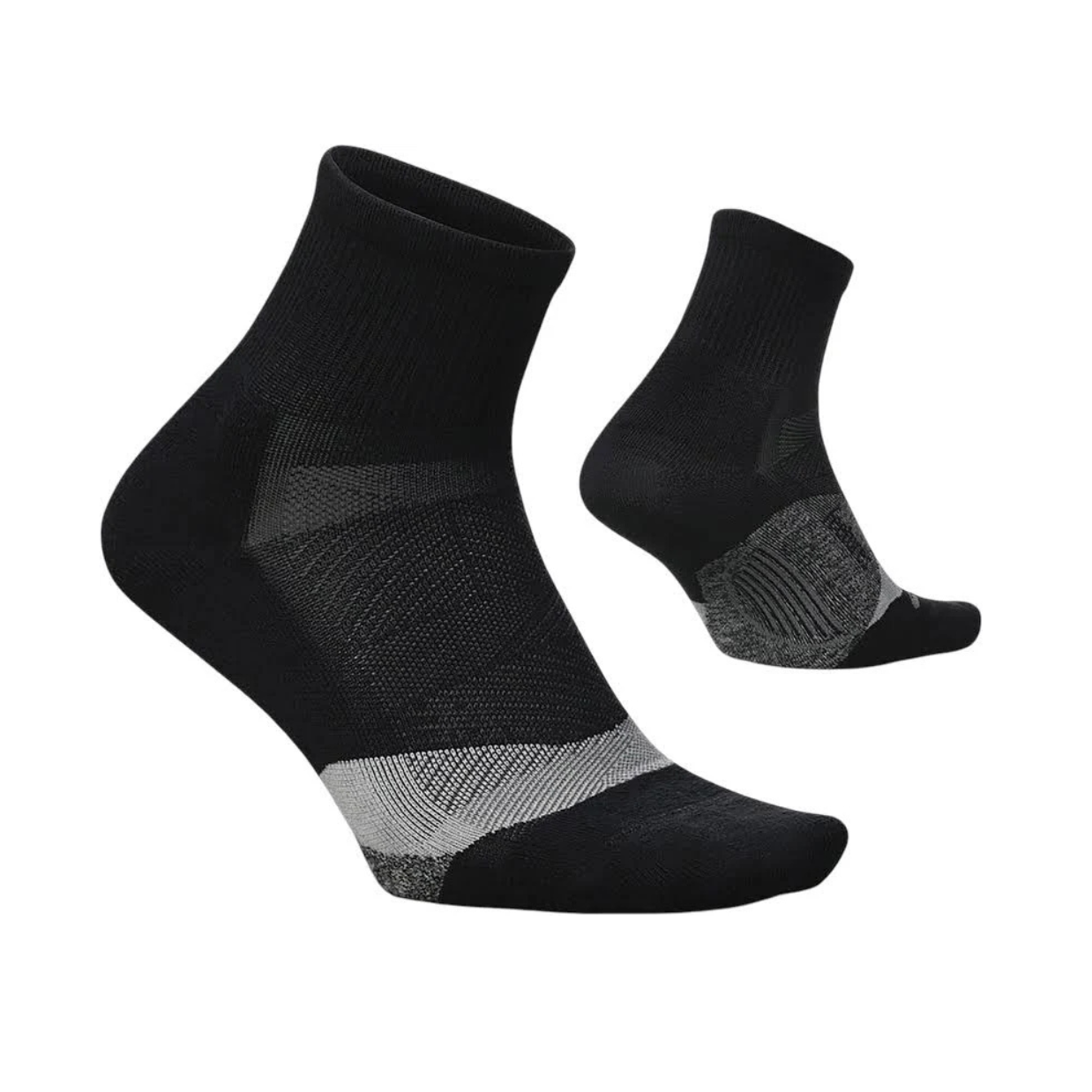 Feetures Elite Ultra-Light Cushion Quarter Black Sock
