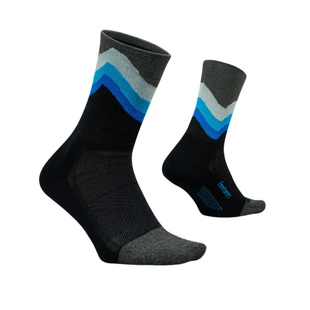 Feetures Elite Light Cushion Mini Crew Black Swell Sock