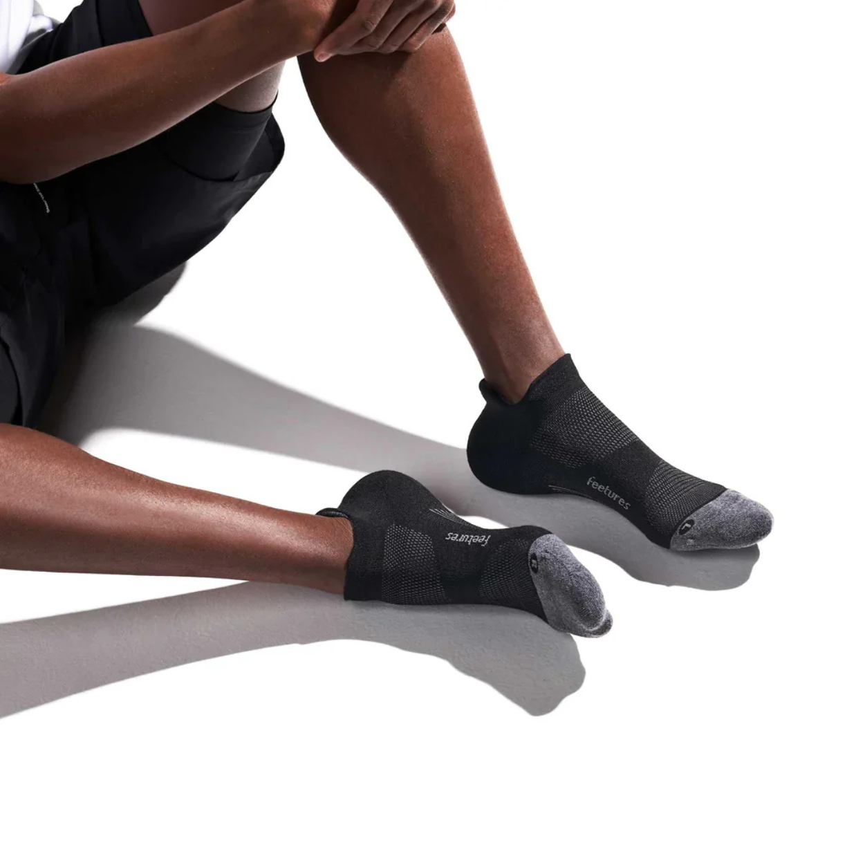 Feetures Elite Light Cushion No Show Tab Black Sock