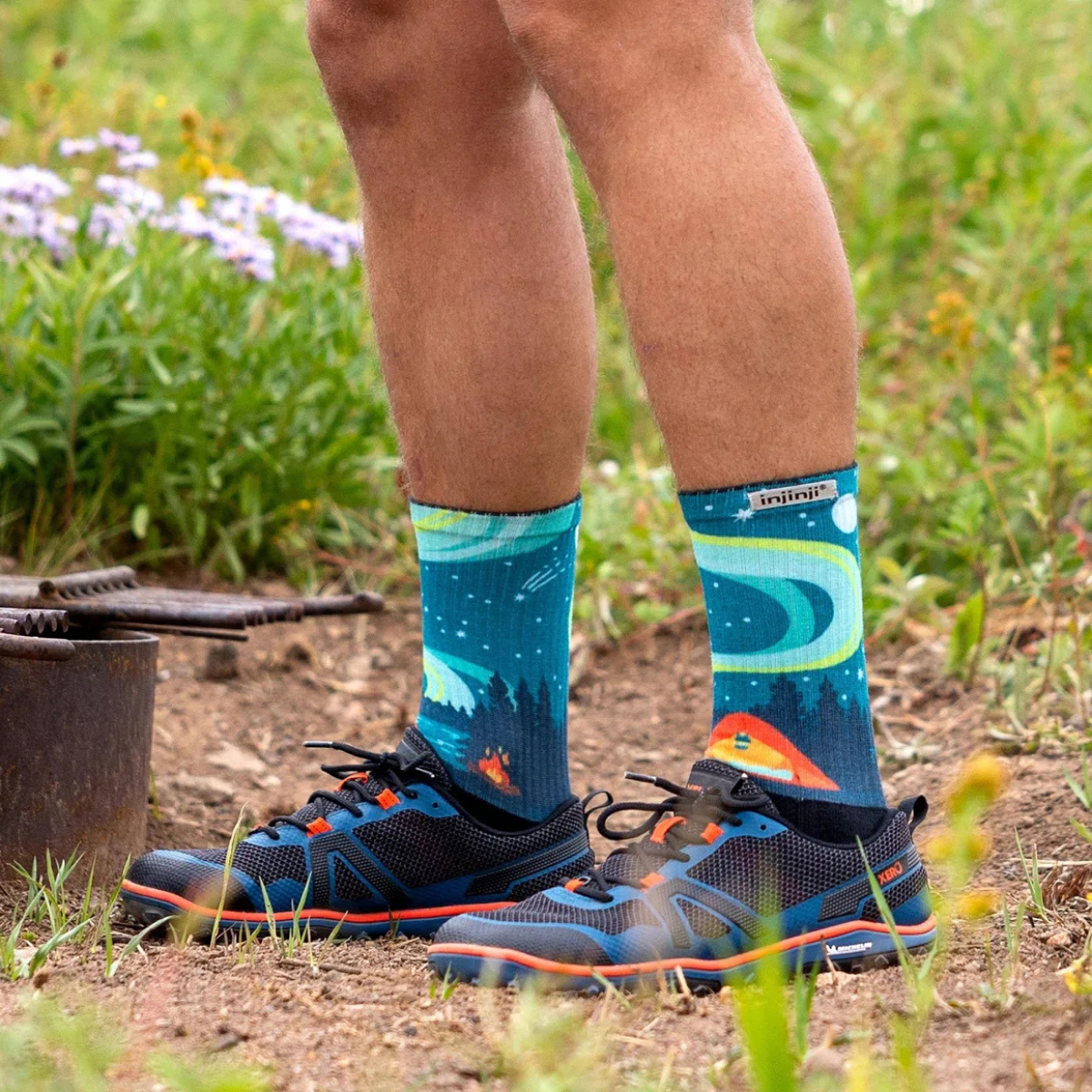 Injinji Trail Midweight Crew Sock Camping Graphic