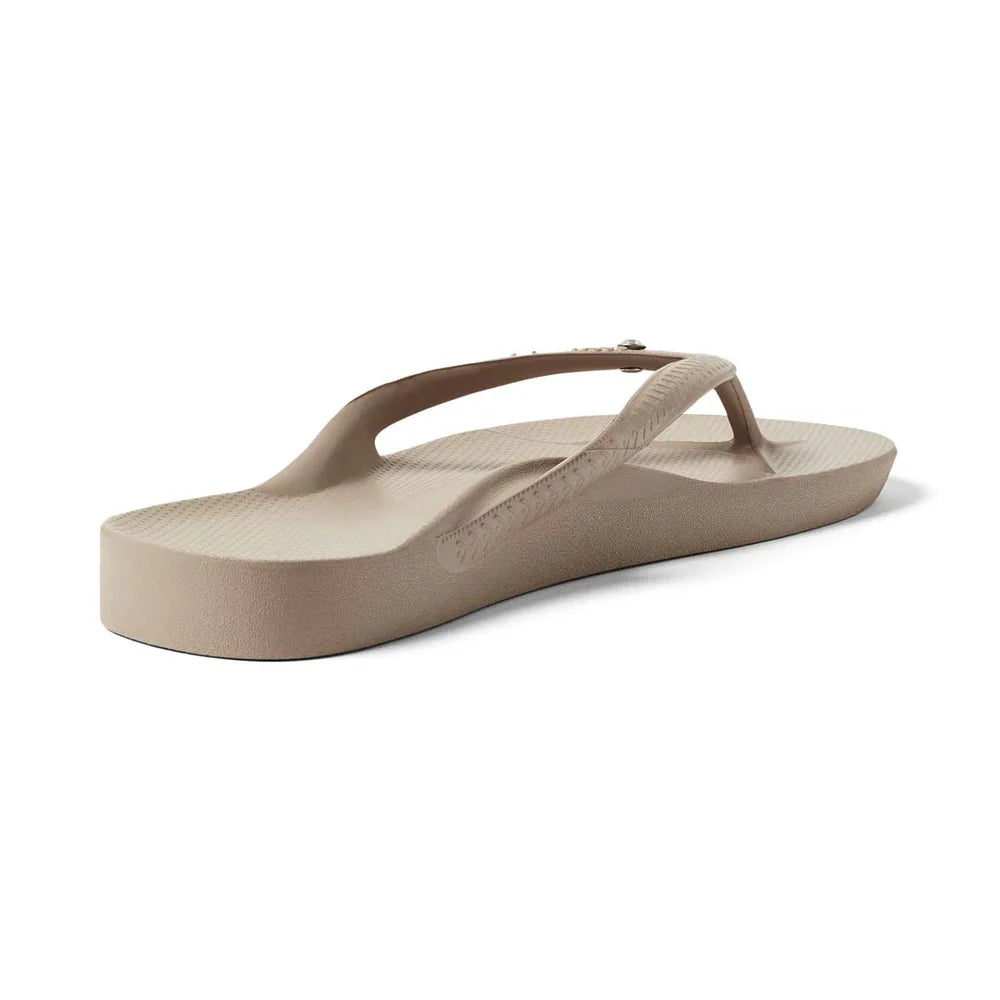 Archies Arch Support Jandals Taupe Crystal Womens
