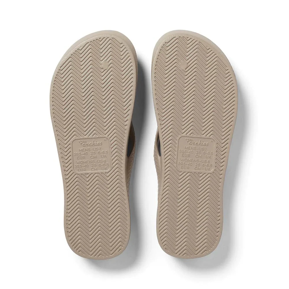 Archies Arch Support Jandals Taupe Crystal Womens