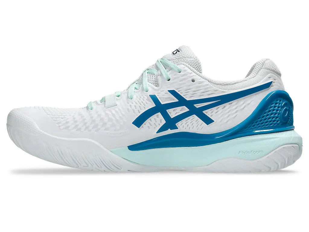Asics Resolution 9 White/Teal Womens