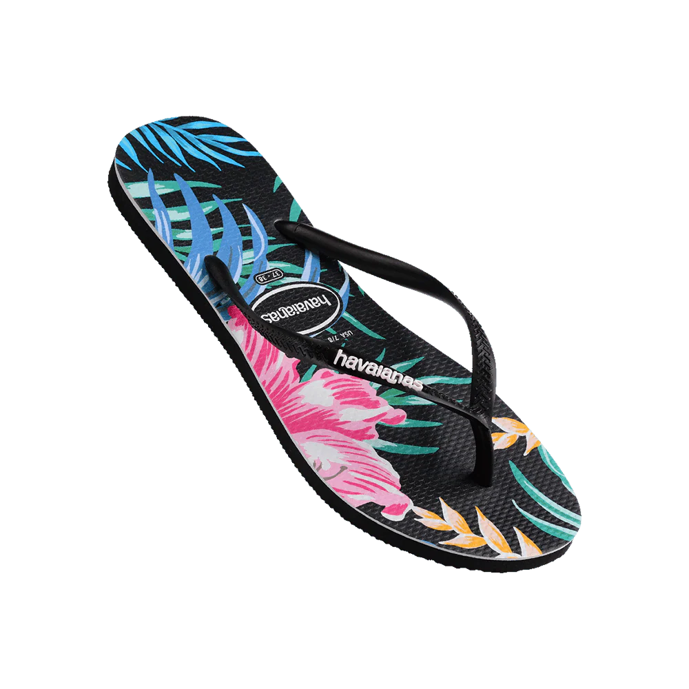Havaianas Slim Floral Palm Black