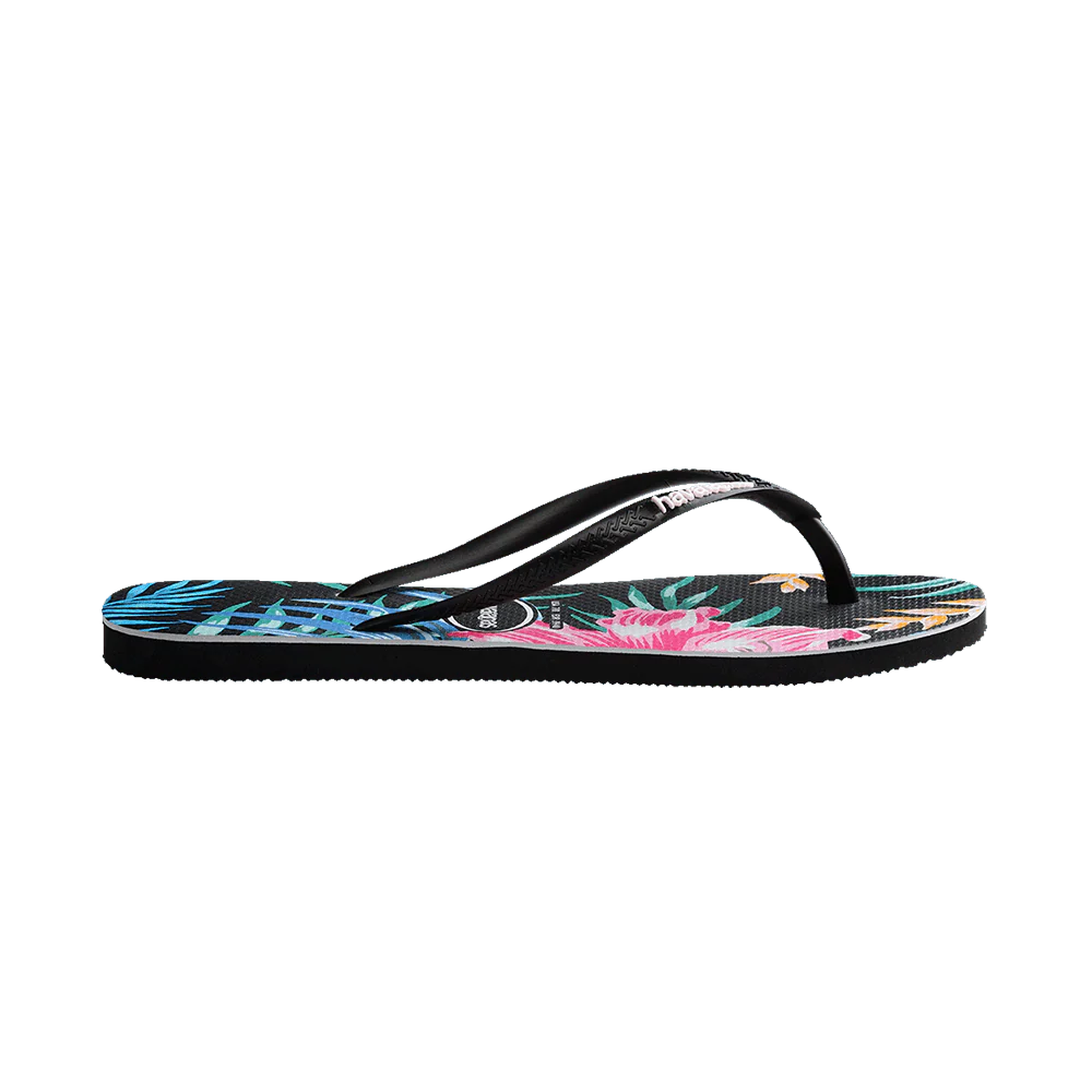 Havaianas Slim Floral Palm Black